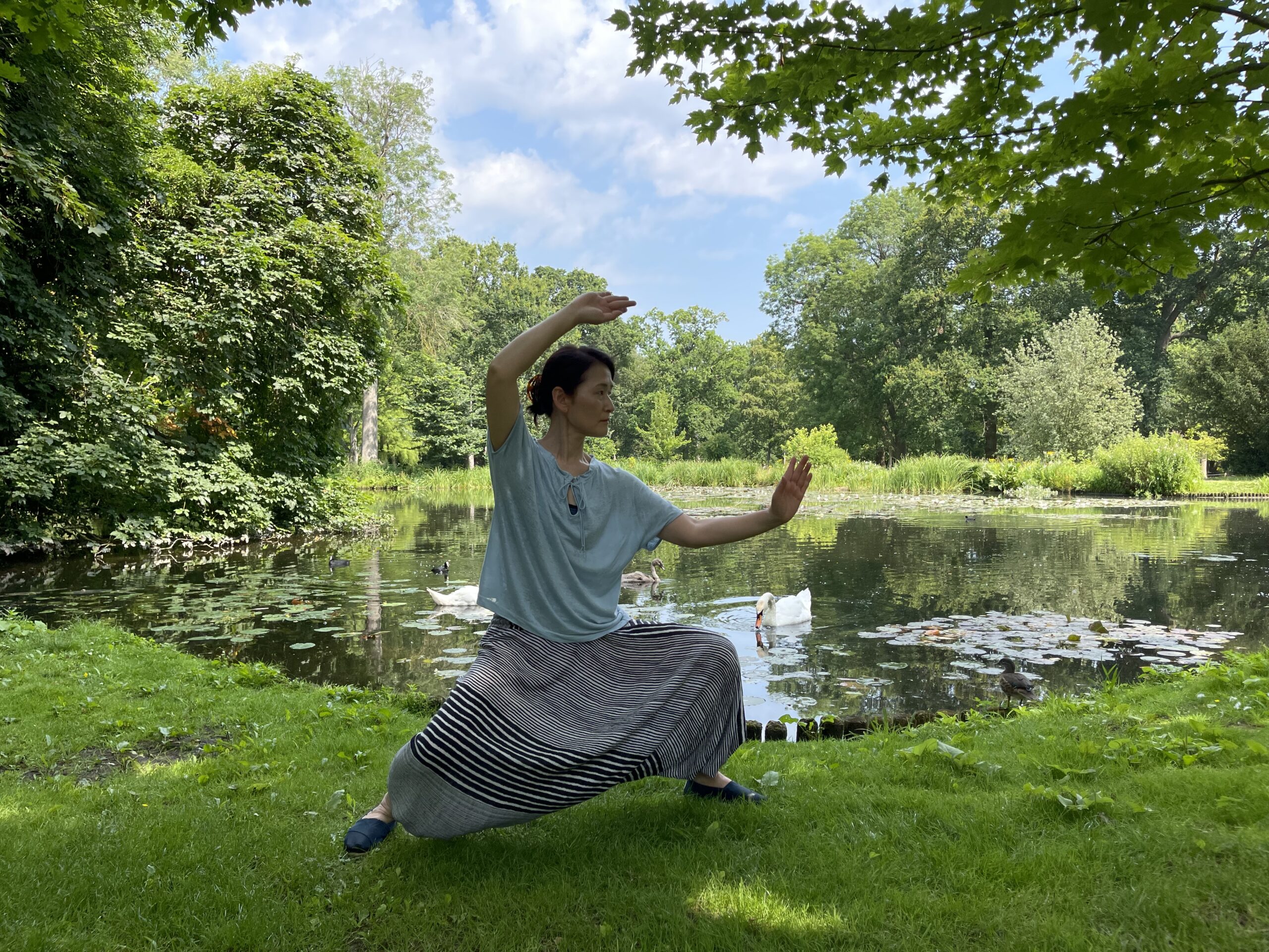 Tai Chi & Qi Gong in Mauritius by Christophe Thevenau - Pose of the Day 🧘  👉 Kick With Right Heel and Thrust Sword This posture is part of the Tai Chi